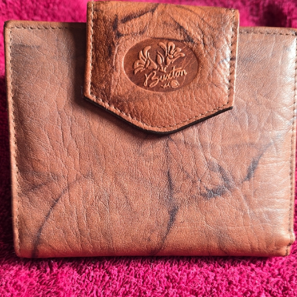 BUXTON Tan Leather Attache Clutch  Wallet EUC. Unisex. (BIN 005)